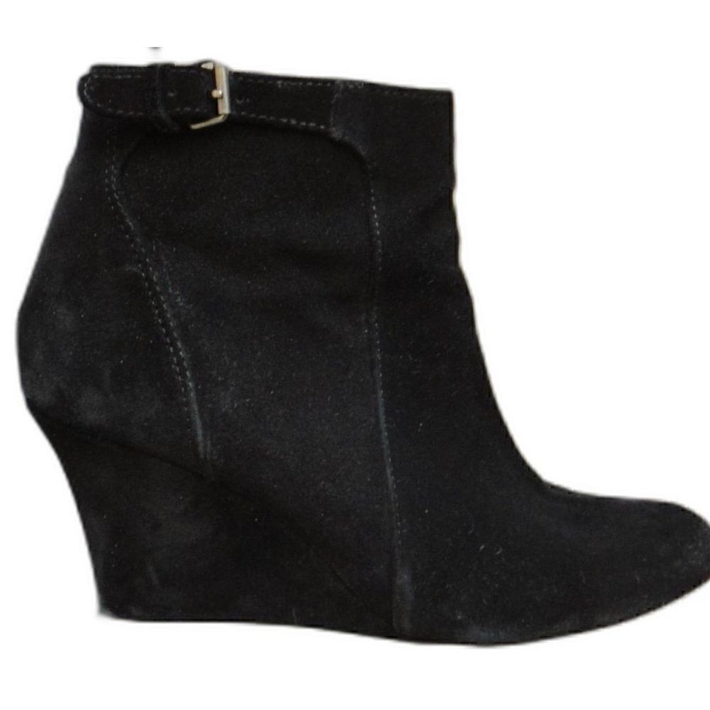 Lanvin p Wedge Black Leather Suede Bootie Size 5